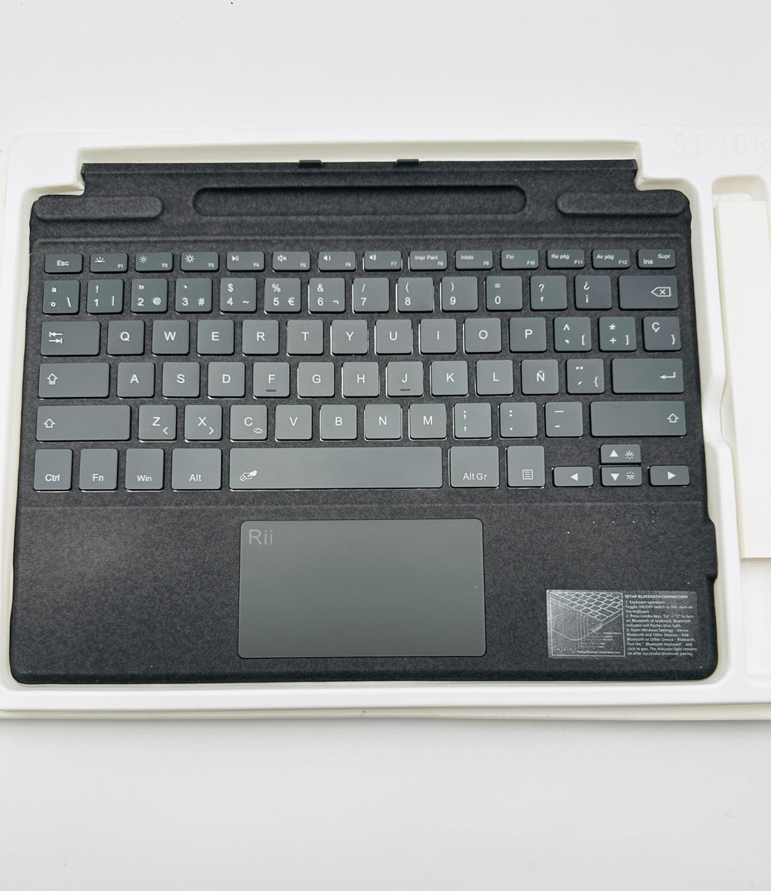Rii SF108 Drahtlose Bluetooth-Tastatur, magnetisch, mit Hintergrundbeleuchtung in 7 Farben, spanisch