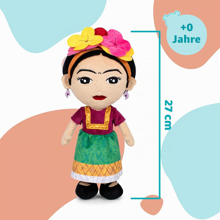 Famosa Softies 760023277 Frida Kahlo Plüschtier, 27 cm, in Unit Display, Hommage 70. Jubiläum, detai