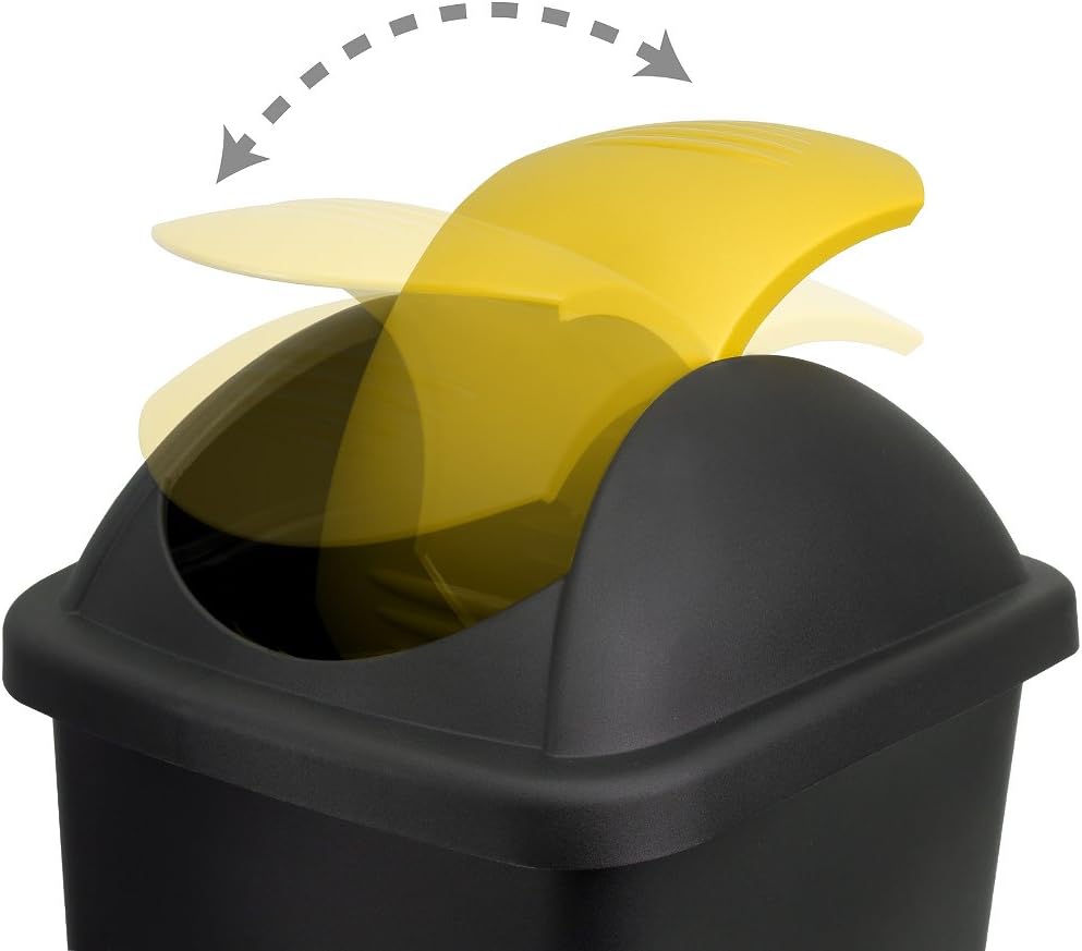 Stefanplast® Mülleimer mit Schwingdeckel, 60 Liter Schwarz/Gelb, Schwarz/Gelb