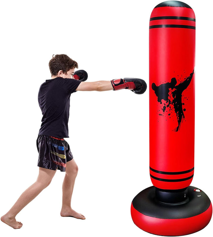 Schwerer Boxsack für Kinder Boxsack Standing Kickboxing Bag mit Stand Boxing Dummy aufblasbare Cool