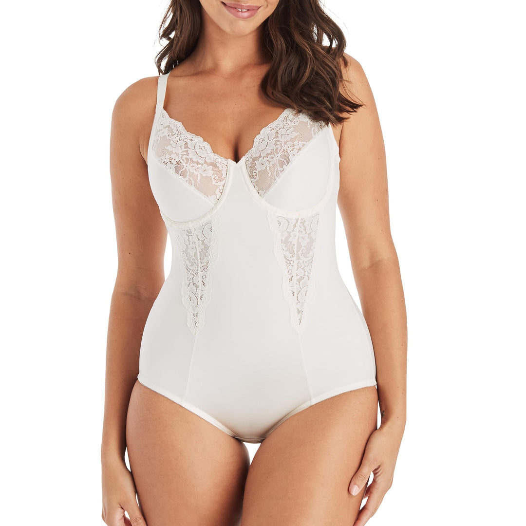 Maidenform Damen Pretty Collection-BodyBriefer with Lace Miederslip 36DD Elfenbein (Buttercream Ter)
