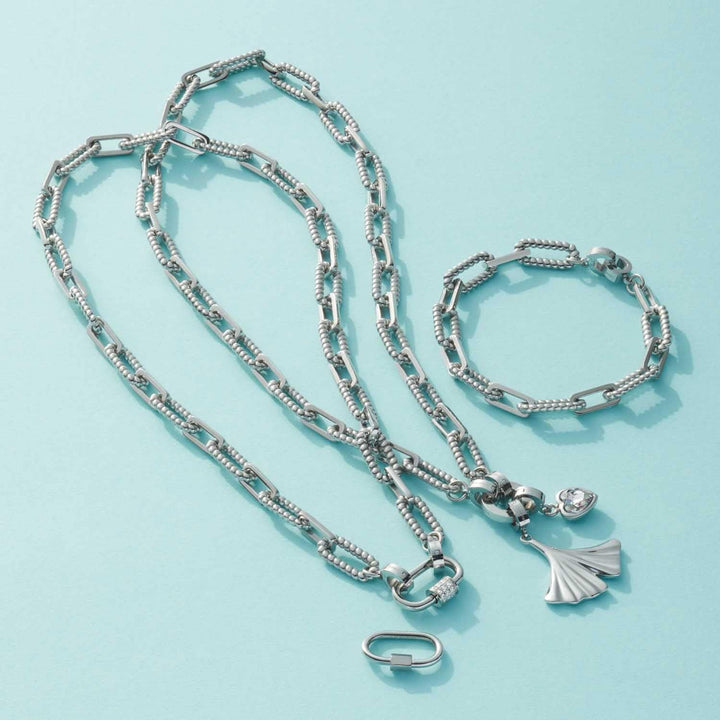 Leonardo Jewels Moni Halskette, Kette aus Edelstahl mit Clip&Mix Verschluss, silber, Statement-Kette
