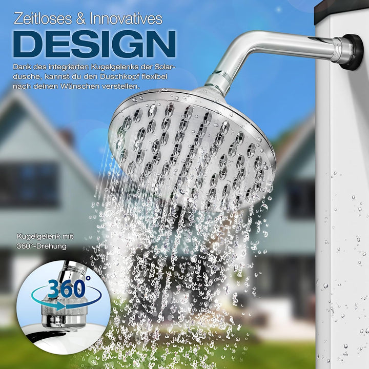 tillvex Solardusche 35 Liter inkl. Schutzhaube | Solar Garten-dusche warmes Wasser | Pooldusche Camp