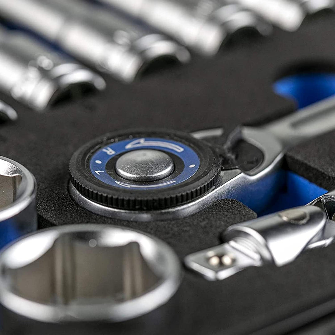 Högert HT1R465 Werkzeugsatz, schwarz/Blau, 3/8” 36 teilig, 36 teilig