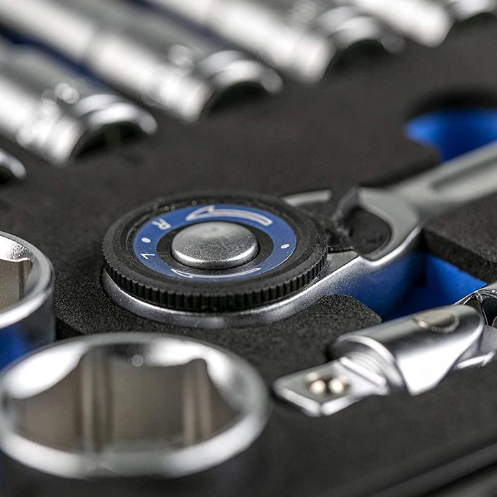 Högert HT1R465 Werkzeugsatz, schwarz/Blau, 3/8” 36 teilig, 36 teilig