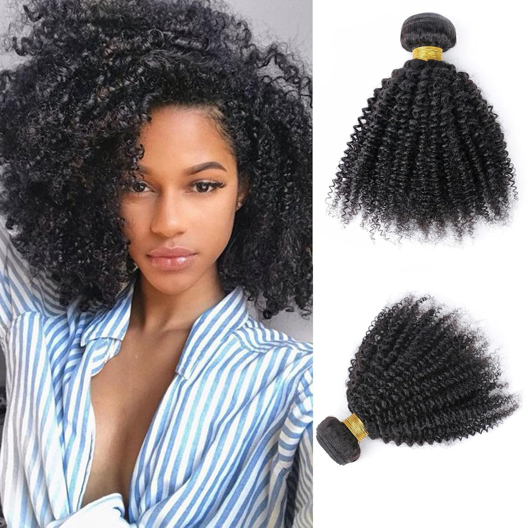 Human Hair Bundles for Black Women Mongolian Afro Kinky Curly Human Hair Extension Single Bundle Unp