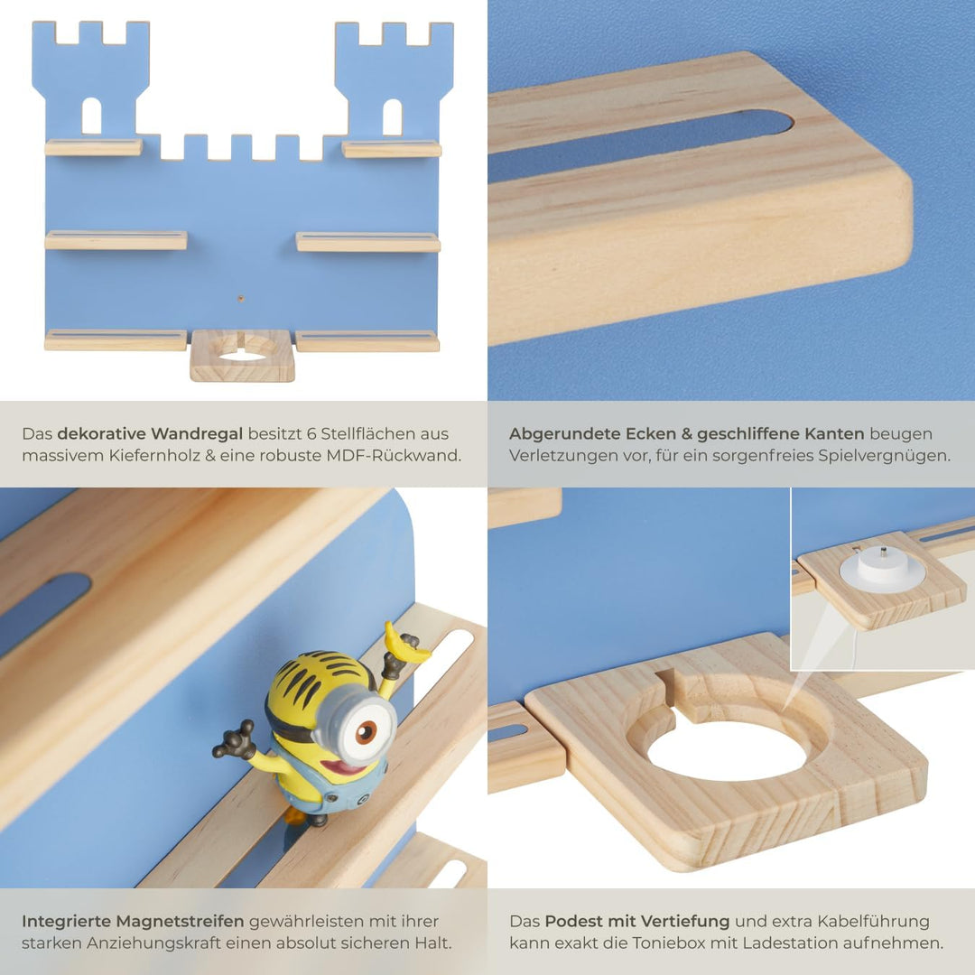 tectake® Holz Regal mit Magnetstreifen für Wand Montage, Tonieregal, Wandregal für&