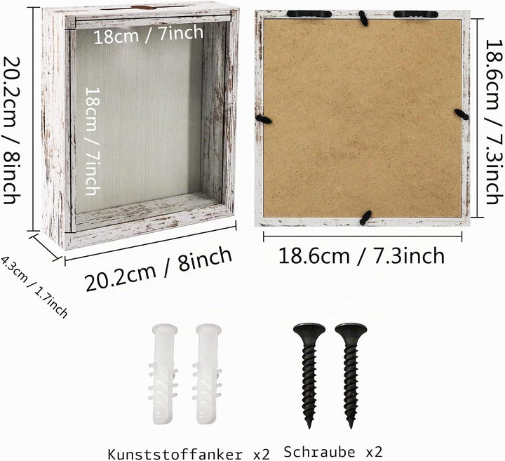 FramePro Kleine Schattenbox Muschel-Kollektion, Weiss, 20,3 x 20,3 cm, mit Schlitz, Filmreise, Sport