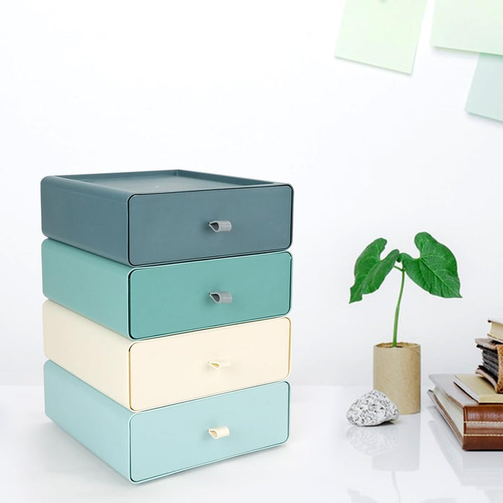 TIE-DailyNec 4 Stück Stapelbare Schubladenboxen, Kosmetik Organizer Schubladenbox, Aufbewahrungsbox