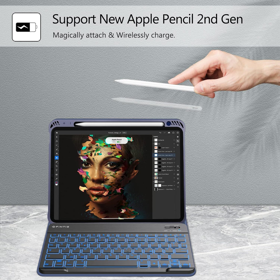 Fintie Hülle mit Tastatur für iPad Air 5 2022 / iPad Air 4 Tastatur 2020 10.9" - Soft TPU Rückseite