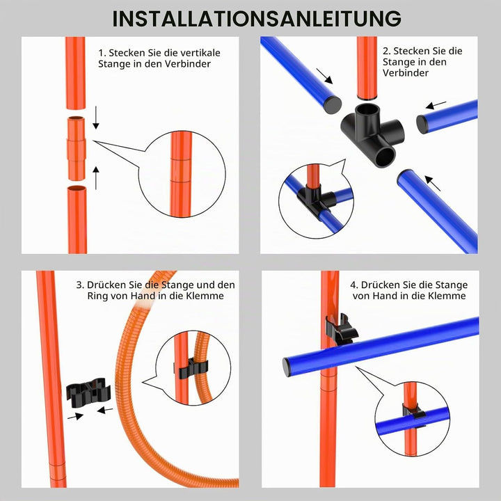 Agility Set Hunde Hürdenset Ausrüstung für Hundetraining mit 6 x Hürden Höhenverstellbar Ags-6set, A