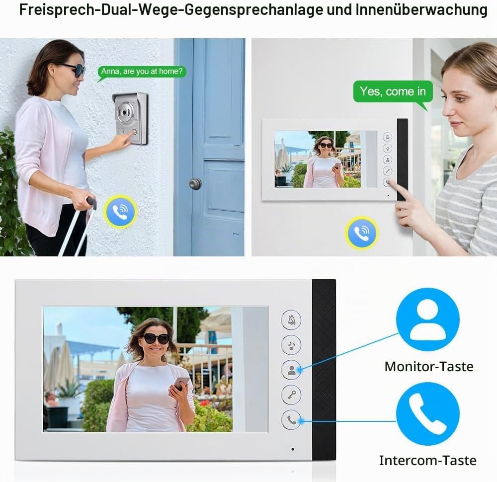 QttyElok 7-Zoll Farbe Verdrahtete Video Tür Telefon Gegensprechanlage Türklingel System für Home 700