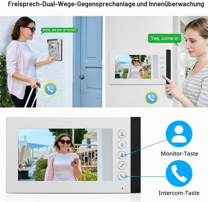 QttyElok 7-Zoll Farbe Verdrahtete Video Tür Telefon Gegensprechanlage Türklingel System für Home 700