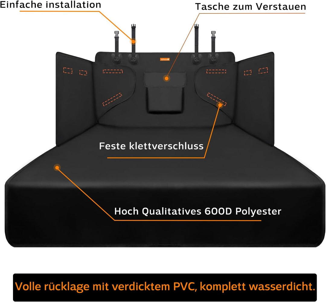 Alfheim Kofferraumschutz Hund - wasserabweisend & pflegeleicht - Universal Ideale Autodecke - Schwar
