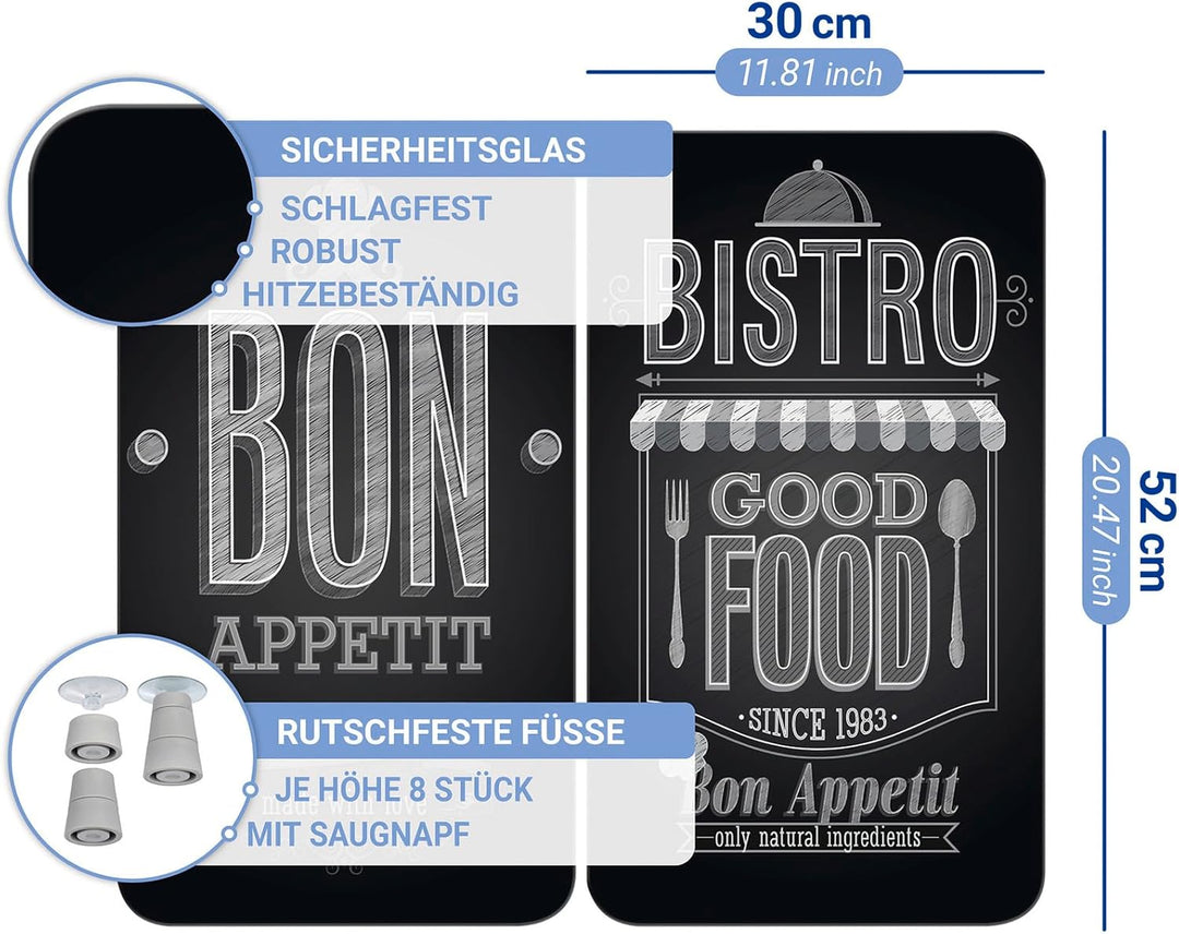WENKO Herdabdeckplatte Universal Mod. Bon Appetit, höhenverstellbar für alle Herdarten, Schneidebret