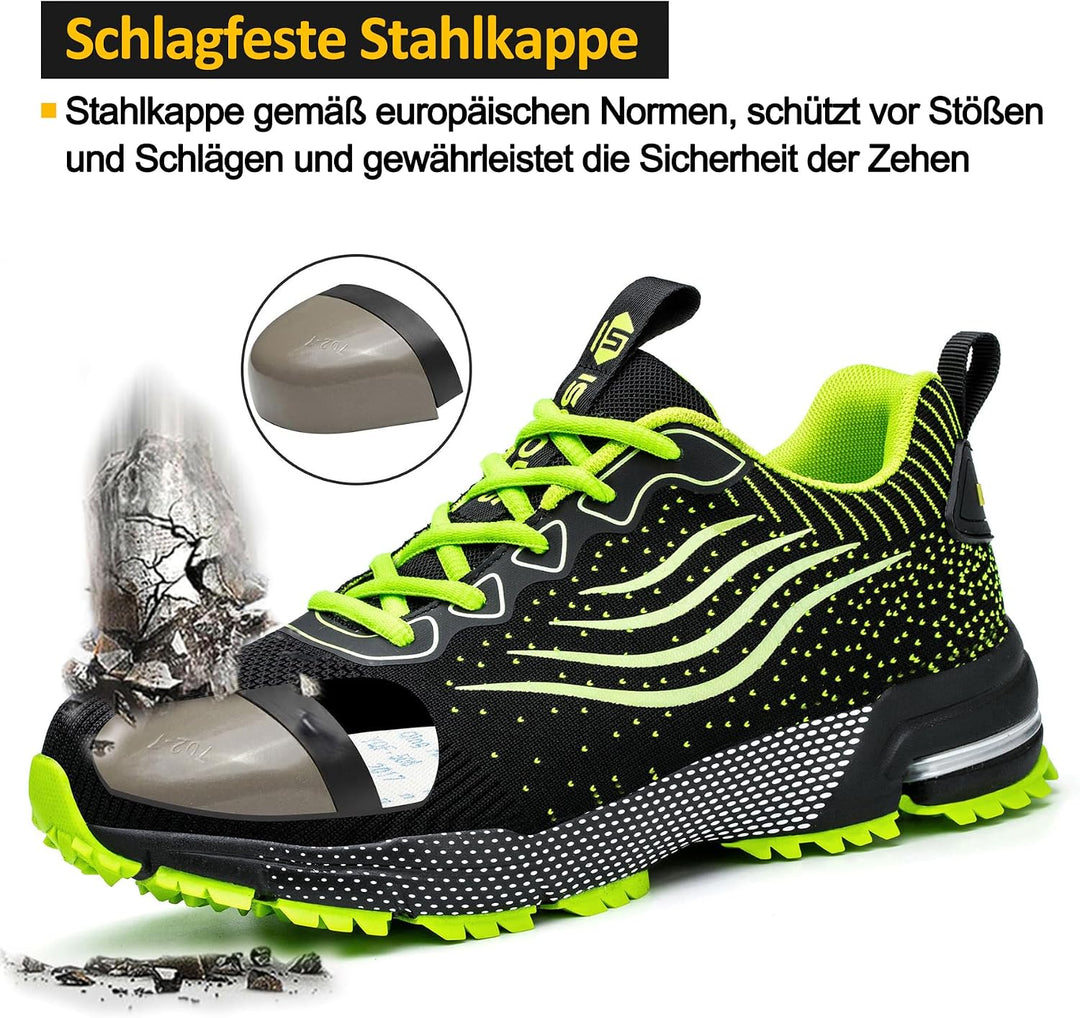 CYKYGGO Arbeitsschuhe Herren Sicherheitsschuhe Damen Leicht Sportlich Stahlkappe mit Dämpfung Stahlk