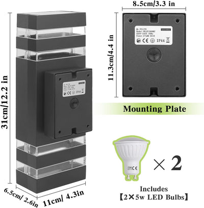 HLFVLITE LED Aussenwandleuchte Wandlampe up & down, Wasserdichte Aussenlampe für Innen- und Aussenbe