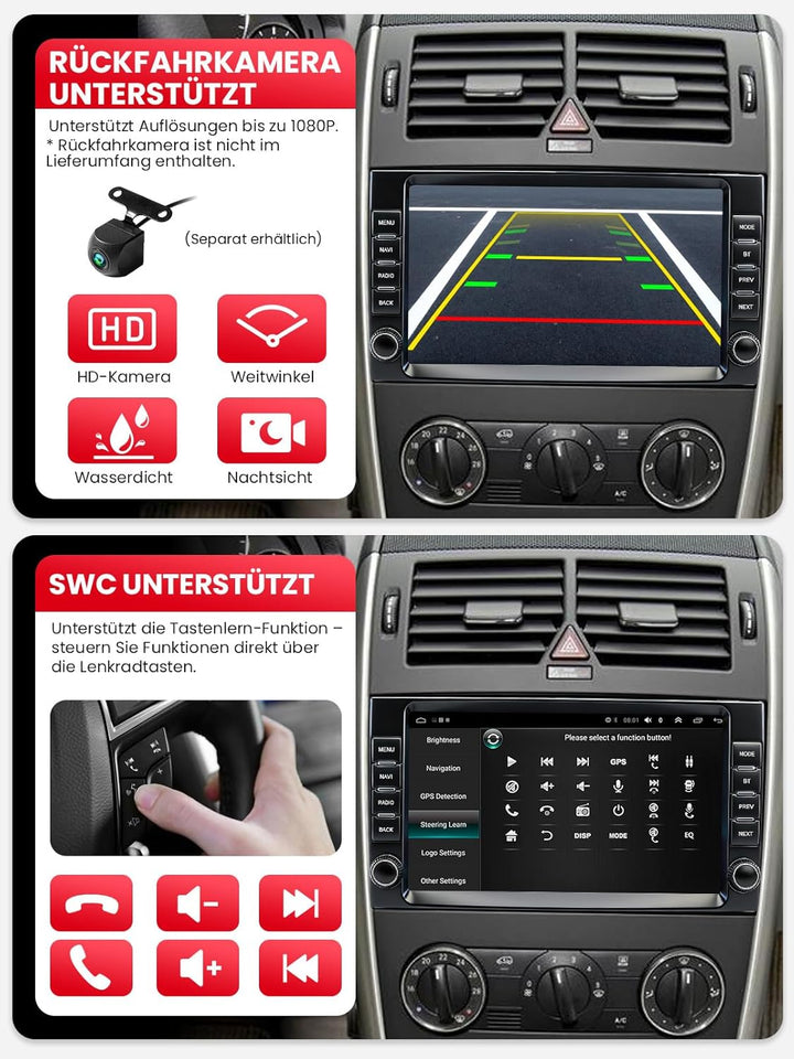 Doppel DIN Autoradio mit Bildschirm für Mercedes-Benz Vito W906 W169, Wireless CarPlay & Android Aut