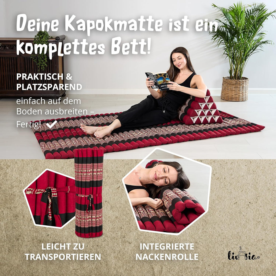 livasia Rollmatte Rollmatratze L-200x110x4,5cm, Gästebett Gästematratze 1 Person, Reisebett Kofferra