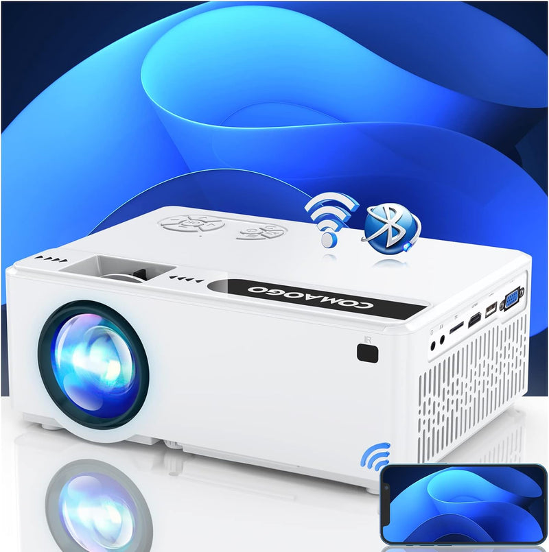 Beamer, 5G WiFi Bluetooth 5.1 Projektor, 9800-Lumen-Upgrade-Mini-HD-Filmprojektoren, Unterstützt 4K