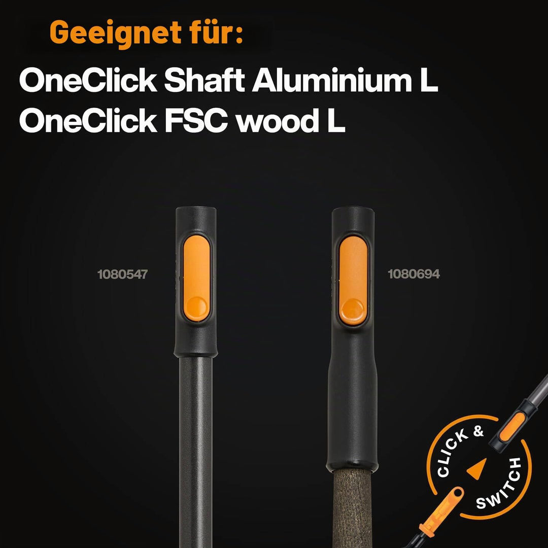 Fiskars OneClick Metall-Fächerbesen, Robuster Rasenrechen-Aufsatz zum Entfernen von Moos und Rasenfi