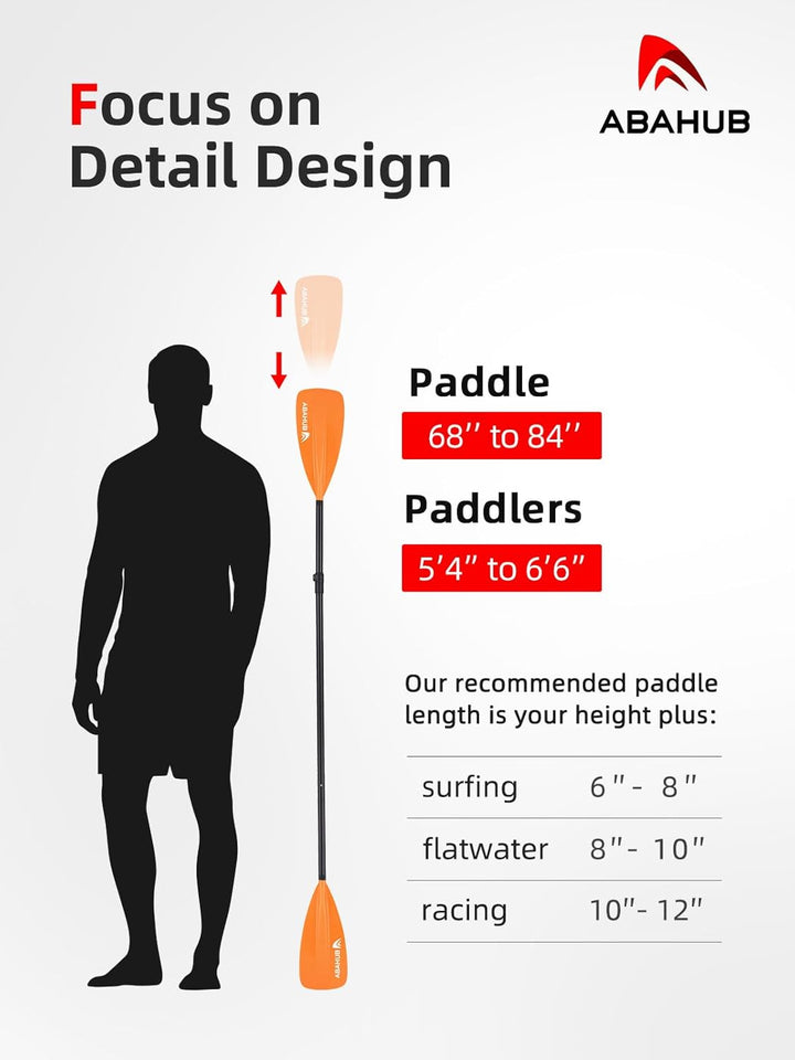 Abahub 2 in 1 Sup Kajak Paddel Aluminium Einstellbares Stand Up Paddle für Paddleboard, Aluminiumleg
