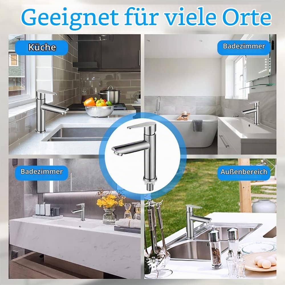 REFORUNG Kaltwasserarmatur Kaltwasserhahn 175mm Armatur Kaltwasser Badarmatur Edelstahl Waschtischar