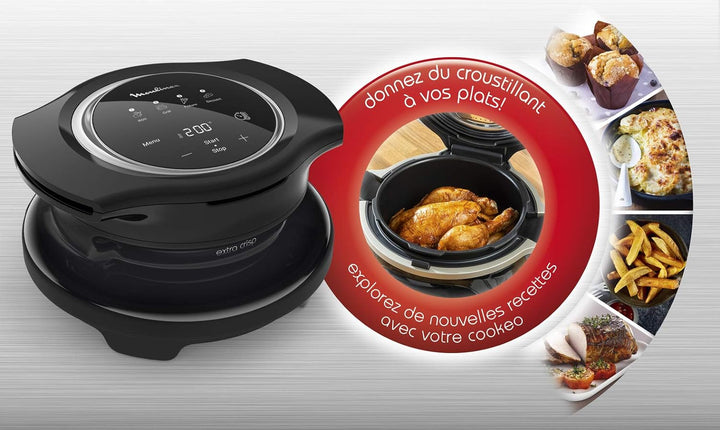 Moulinex Extra Crisp Deckel Cookeo, knusprige Rezepte, 4 automatische Programme, manueller Modus, ei