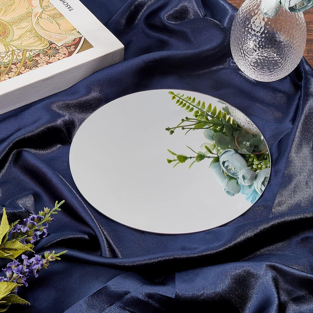 OLYCRAFT 6 Stück 20cm Runder Spiegelteller Platte Glas Runde Spiegel Tabletts Kerze Platten Kreis Sp