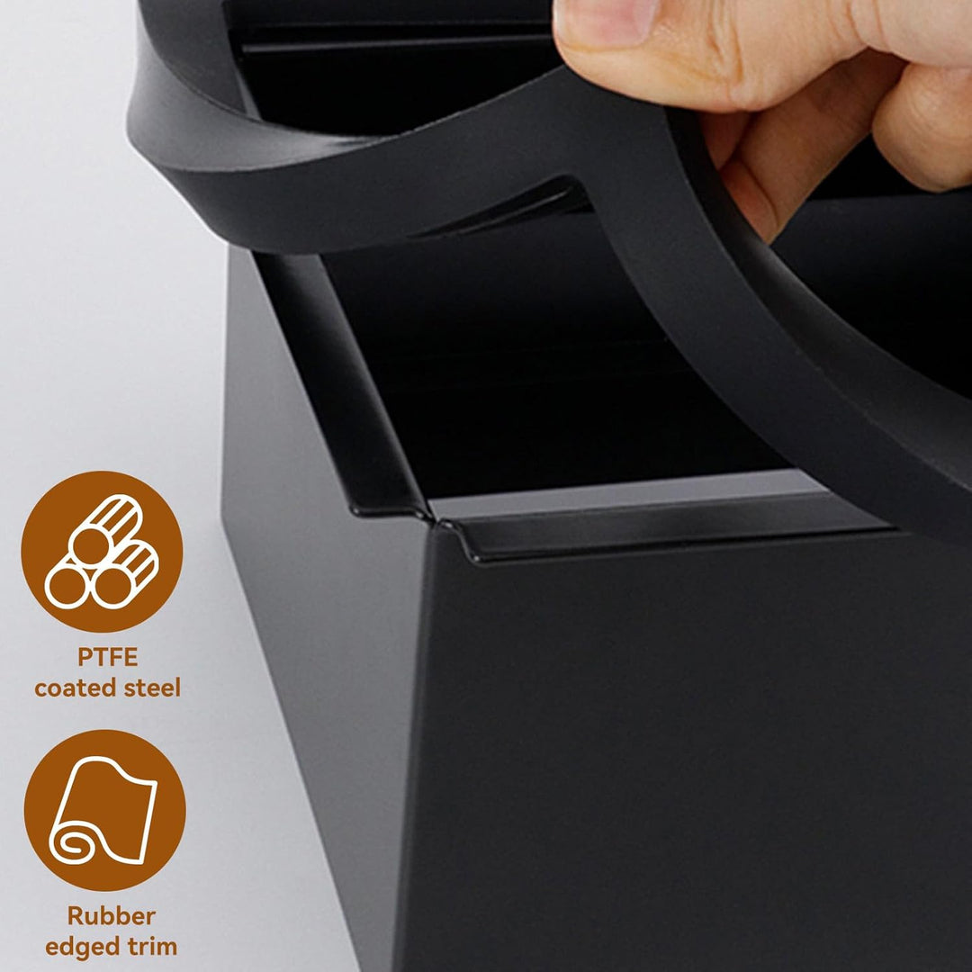 Desktop-Kaffeeklopfbox, bodenloser Gummi-PTFE-Kaffeesatzbehälter, quadratischer Kaffeeabfalleimer fü