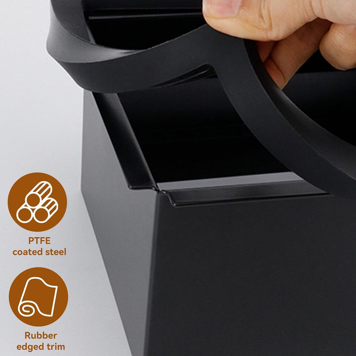 Desktop-Kaffeeklopfbox, bodenloser Gummi-PTFE-Kaffeesatzbehälter, quadratischer Kaffeeabfalleimer fü