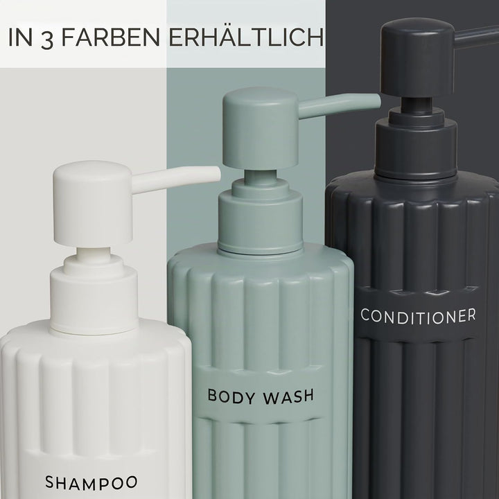 Stilvoller Shampoo- und Spülungsspender-Set mit 3 Stück – Moderne Duschseifenflaschen mit Pumpe und
