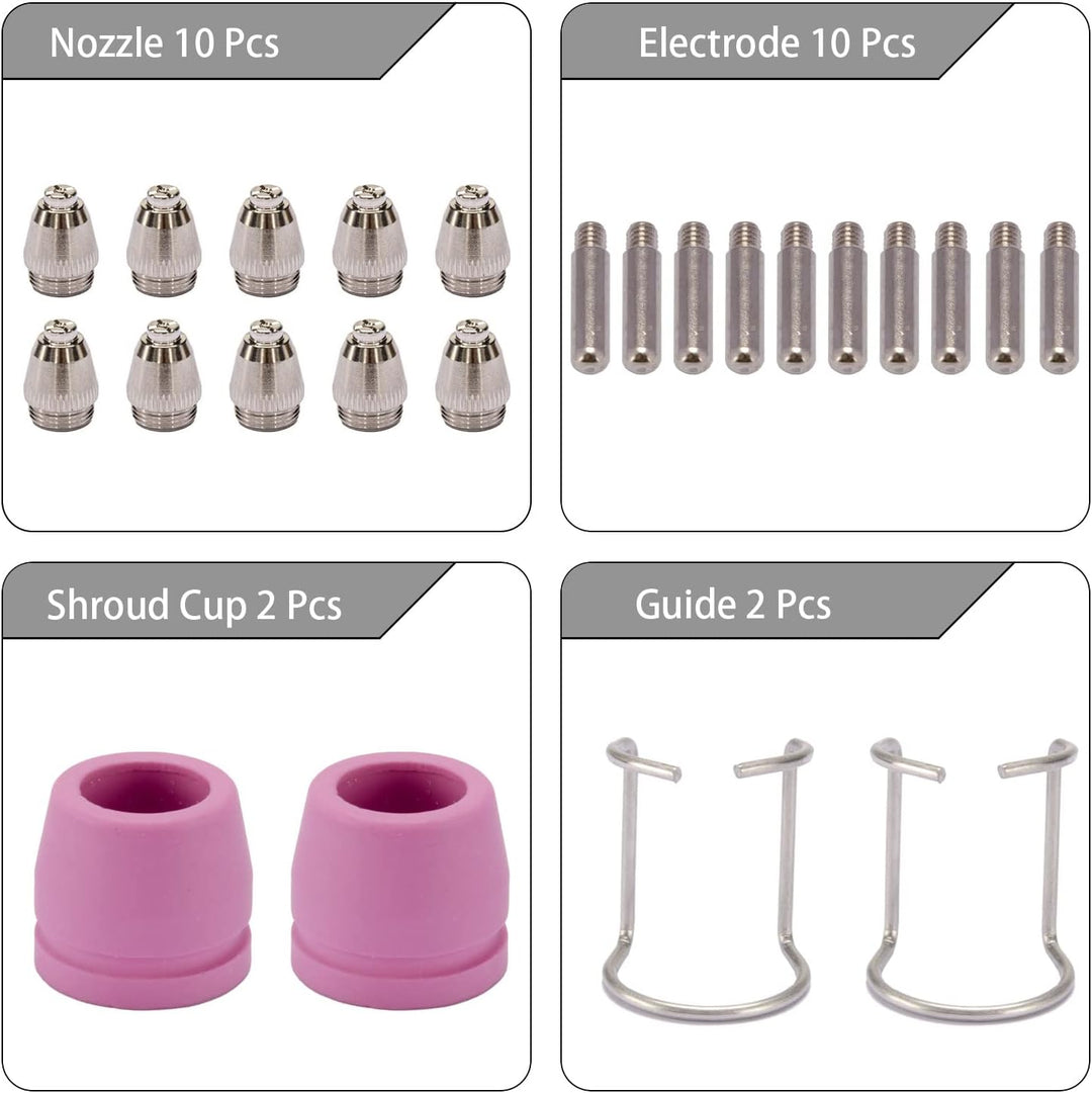 SG-55 AG-60 WSD-60 0,030 Zoll Plasmaschneider, Schneidbrenner, Düsen, Verbrauchsmaterial-Set, 24 Stü