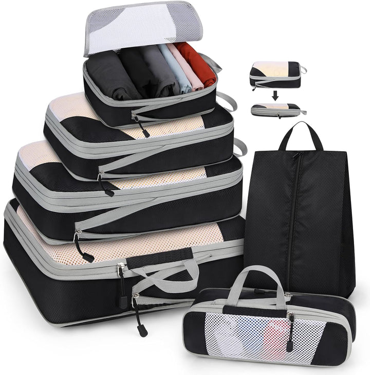 Lubardy Packing Cubes mit Kompression 4-teilig/6-teilig Koffer Organizer Set Packwürfel Packtaschen
