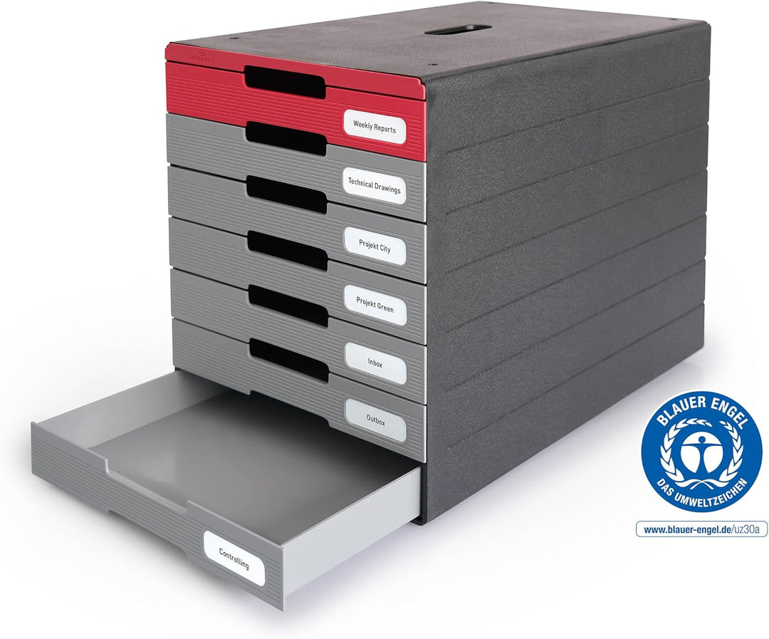 Durable Schubladenbox (Idealbox Pro) 7 Fächer, rot, 776303, Rot