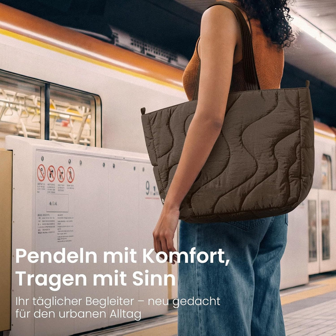 tomtoc Puffer Laptop Tragetasche für Damen, 10L Tote Bag für 13-14 Zoll Macbook, Leichte Schultertas