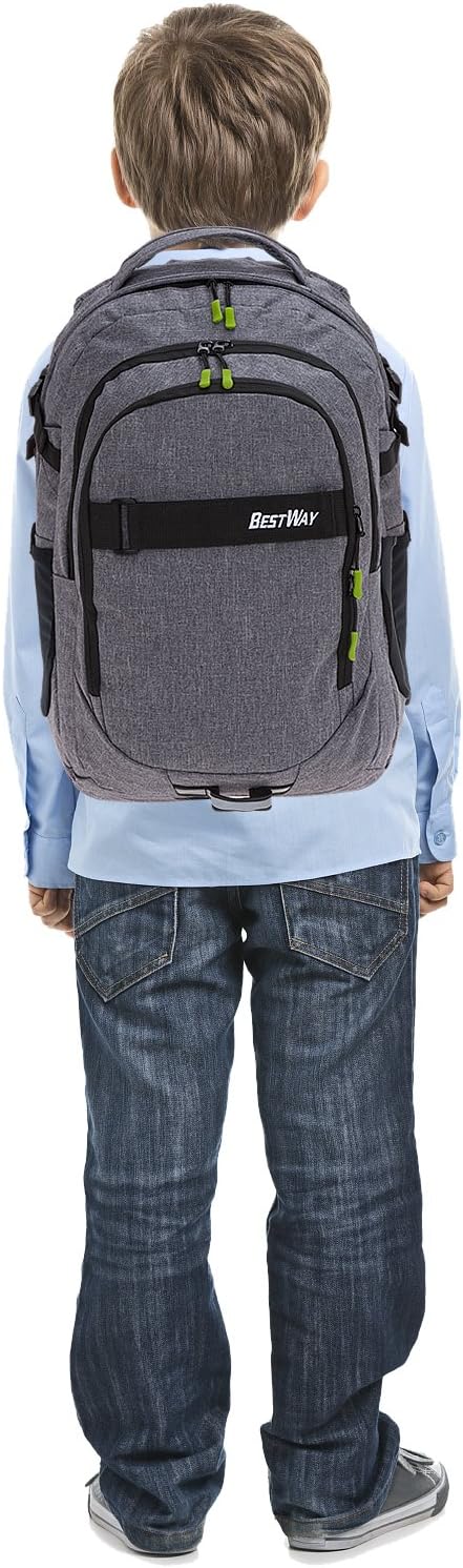 2 Teile Set Bestway Schulrucksack Packer Rucksack Schultasche 40177 + Trinkflasche (Dark Side (grau)
