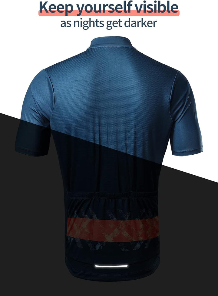 BERGRISAR Kurzarm Fahrradtrikot Herren Radtrikot mit Reissverschluss Taschen Trikots für MTB Mountai