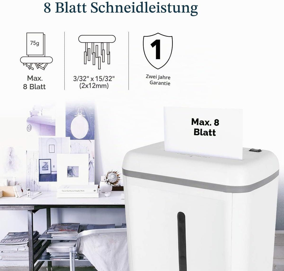 WOLVERINE 8-Blatt-P5-Hochsicherheits-Aktenvernichter,Super-Mikroschnitt für schweres Papier und Kred