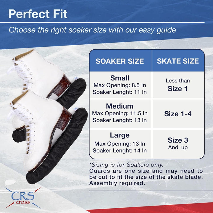 CRS Cross Skate Guards, Soakers and Towel Gift Set - Ice Skating Guards and Soft Skate Blade Covers