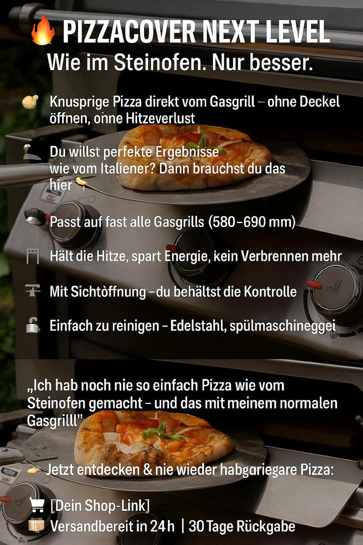 Pizzaaufsatz Pizzacover Next Level – Perfekte Sicht auf deine Pizza ohne Hitzeverlust!