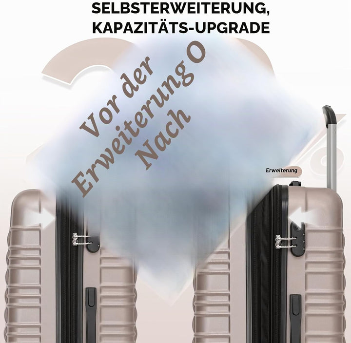 3tlg Hartschalenkofferset Kofferset, M-L-XL, Erweiterbare Kapazität Reisekofferset Hartschalenkoffer