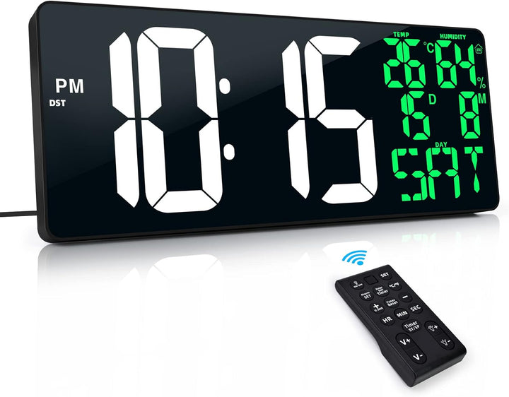 XREXS 18'' grosse Digitale Wanduhr mit Fernbedienung, automatisch dimmbare Digitaluhr mit grossem Di