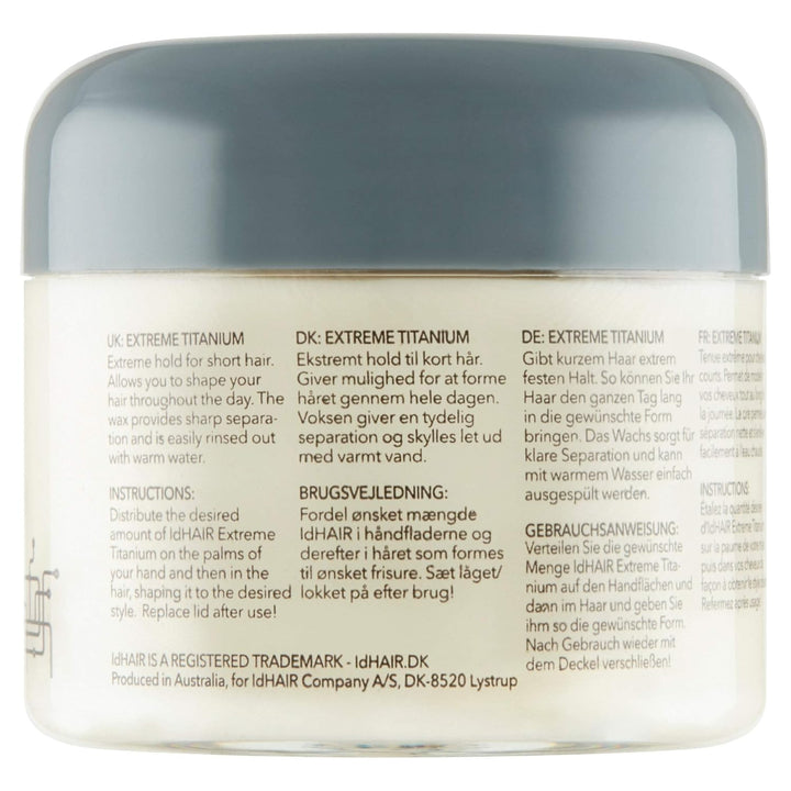 IdHAIR Extreme Titanium: Professionelles Mudwachs für stylisches Kurzhaar - Starker Halt, Glanz und