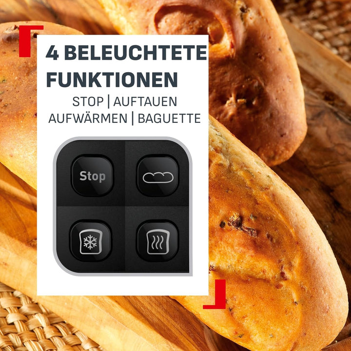 Tefal Element Langschlitz-Toaster TL4308 | 7 Bräunungsstufen | 1000 Watt | Integrierter Brötchenaufs
