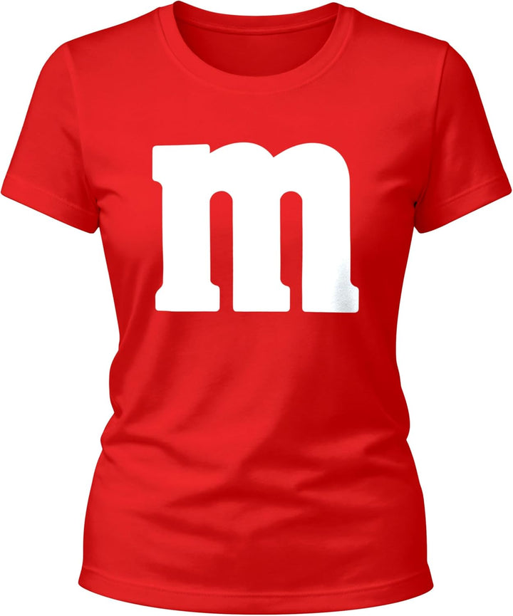 MoonWorks® Damen T-Shirt Gruppen-Kostüm M Aufdruck Kostüm Fasching Karneval Verkleidung S Rot, S Rot