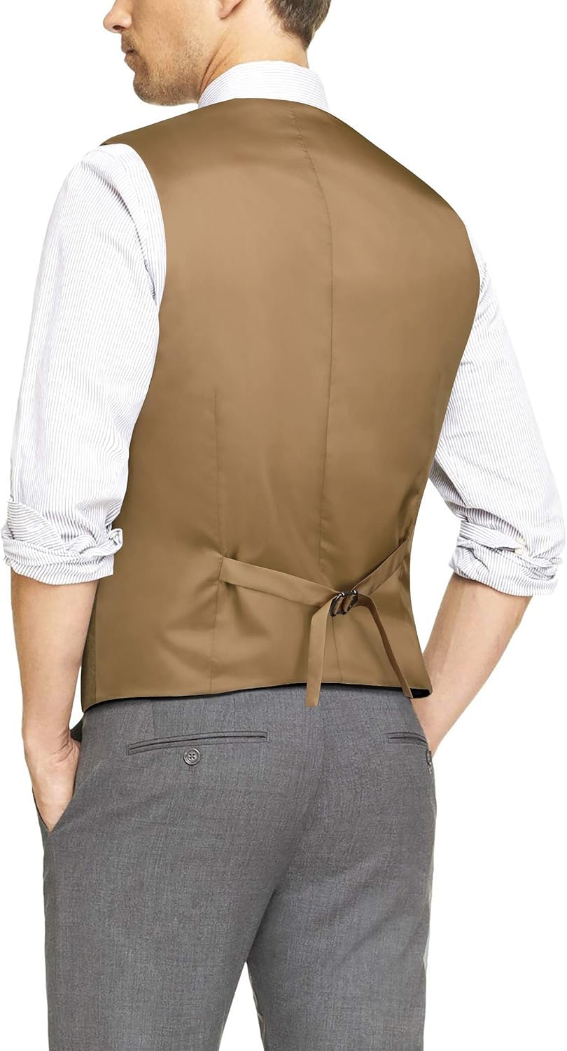 HISDERN Herren Formale Hochzeit Party Weste Baumwolle Einfarbig Weste XS Khaki, XS Khaki
