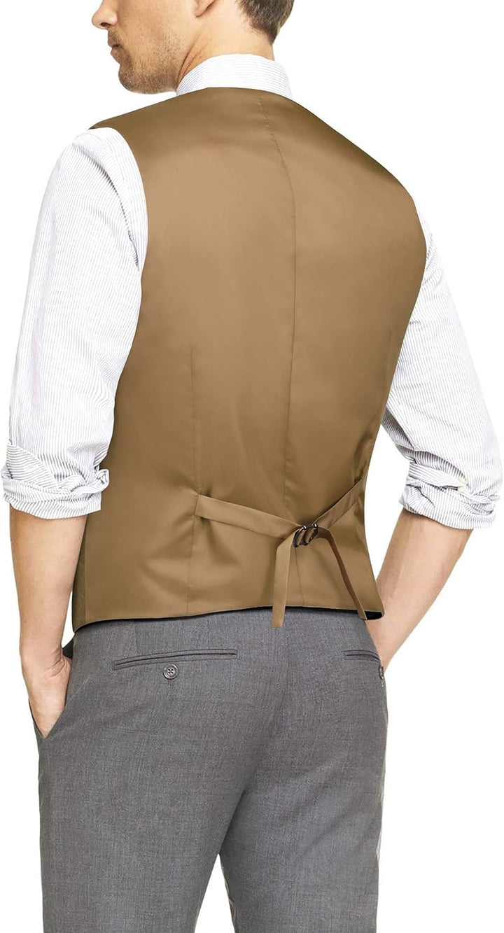 HISDERN Herren Formale Hochzeit Party Weste Baumwolle Einfarbig Weste XS Khaki, XS Khaki