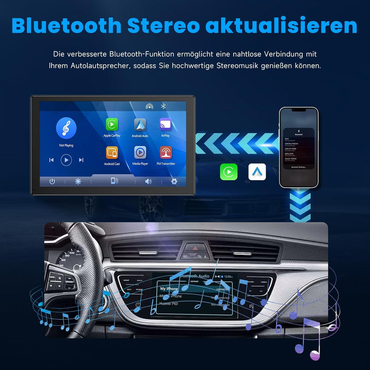 CarPlay Display Android Auto, Car Play Nachrüsten IPS Touch Screen mit 1080P Rückfahrkamera, Kabello
