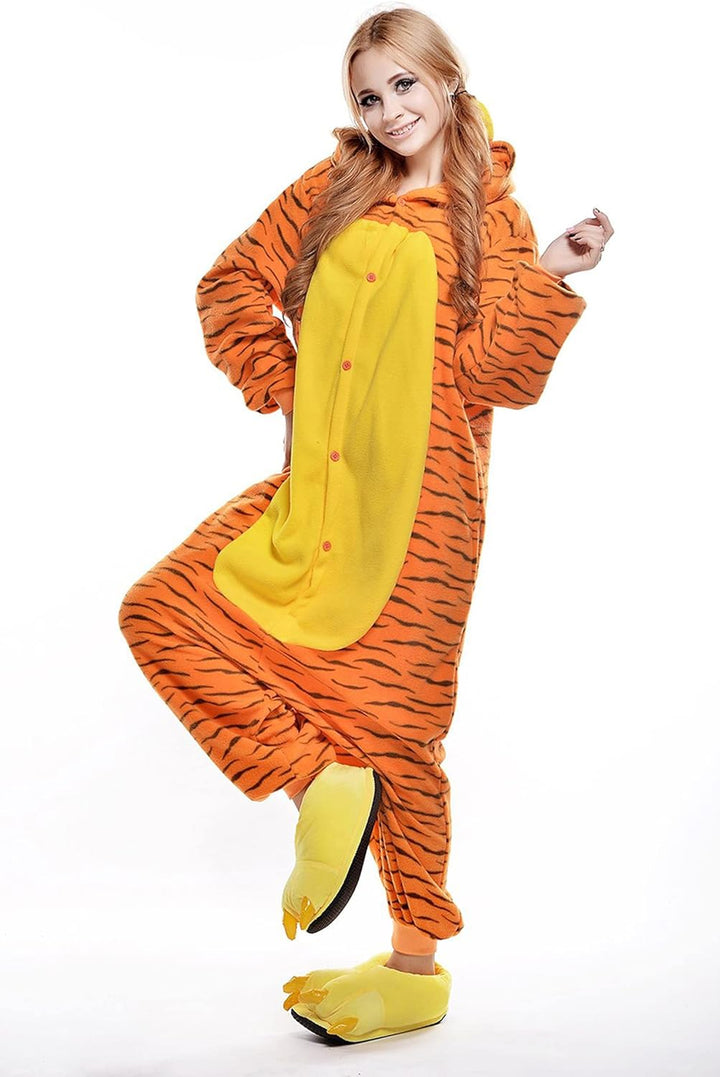 ZKomoL Pyjamas Onesies Cosplay Erwachsene Unisex Tiere Halloween Kostüm Kleid Loungewear, Tigermuste